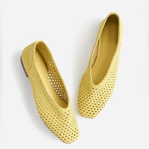 Madewell The Mylie Ballet Flat in Handwoven Leather in Iced Lemon size 7